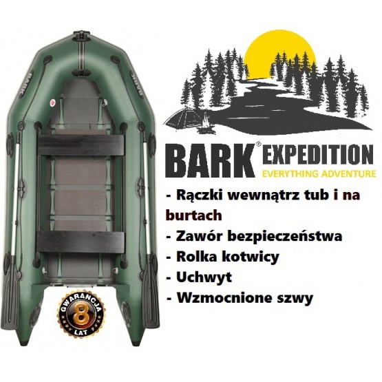 Ponton Bark BT-310 jasno szara EXPEDITION ZAWÓR BEZPIECZEŃSTWA, ROLKA KOTWICY