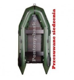 Ponton Bark BT-330D  przesuwane siedzenia, czterechosobowa łódź silnikowa, z listwową  podłogą